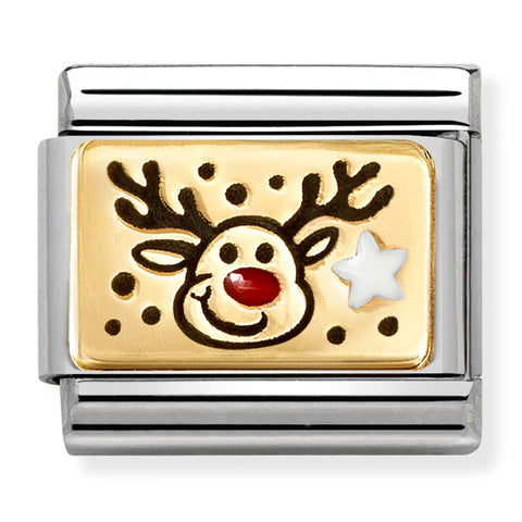 Nomination Composable Classic Link 030289/11 Rudolph in 18K Gold with Enamel