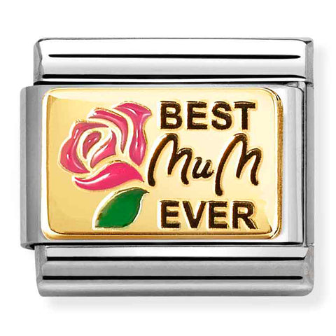 Nomination Composable Classic Link 030289/14 Best Mum Ever in 18K Gold & Enamel