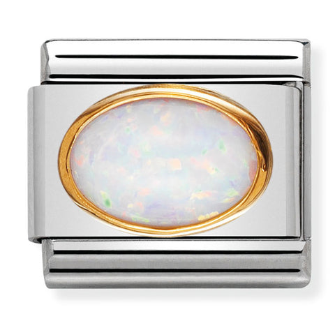 Nomination Composable Classic Link 030502/07 White Opal Oval in 18K Gold