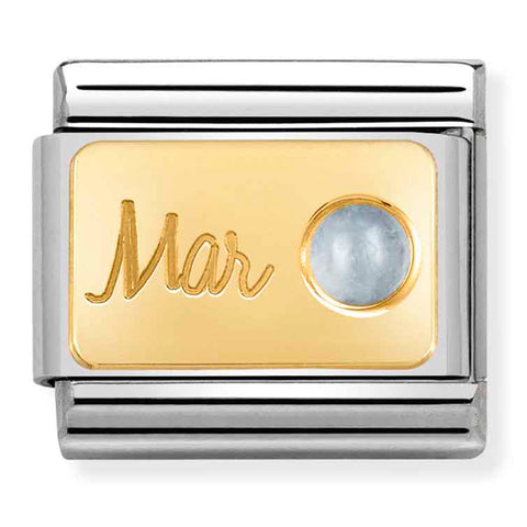Nomination Composable Classic Link 030519/03 March Aquamarine in 18K Gold