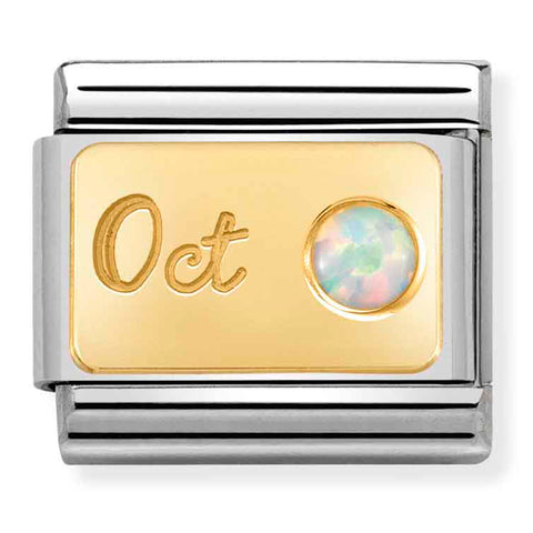 Nomination Composable Classic Link 030519/10 October Opaline in 18K Gold