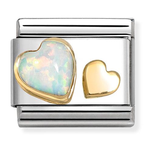 Nomination Composable Classic Link 030520/10 Opal Heart in 18K Gold