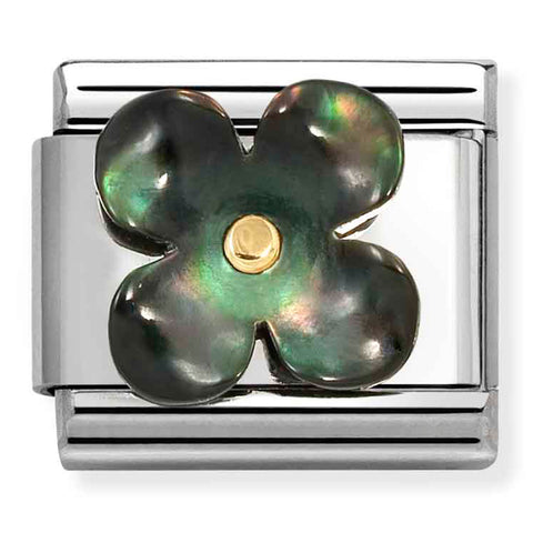 Nomination Composable Classic Link 030521/22 Black Mother of Pearl Flower in 18K Gold