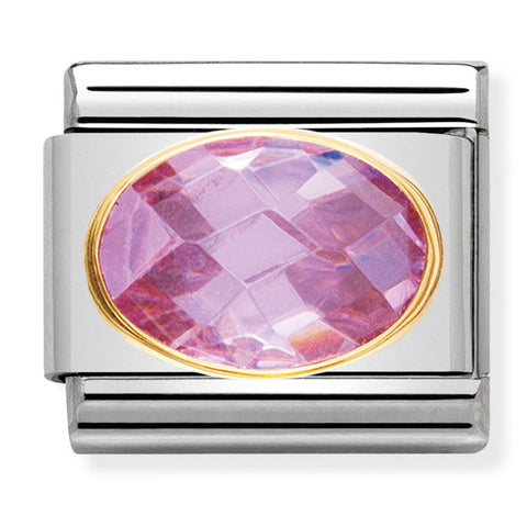 Nomination Composable Classic Link 030601/003 Pink Faceted CZ in 18K Gold