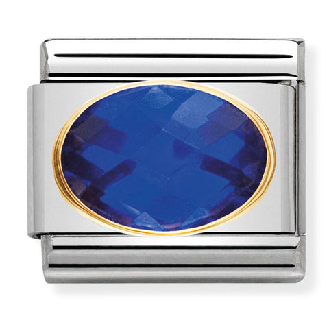 Nomination Composable Classic Link 030601/007 Blue Faceted CZ in 18K Gold