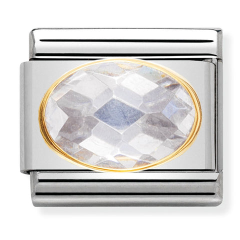 Nomination Composable Classic Link 030601/010 White Faceted CZ in 18K Gold