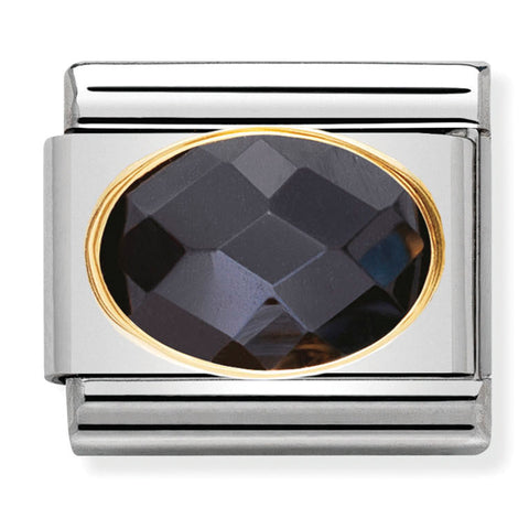Nomination Composable Classic Link 030601/011 Black Faceted CZ in 18K Gold