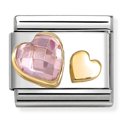 Nomination Composable Classic Link 030613/06 Pink CZ & Gold Hearts in Gold