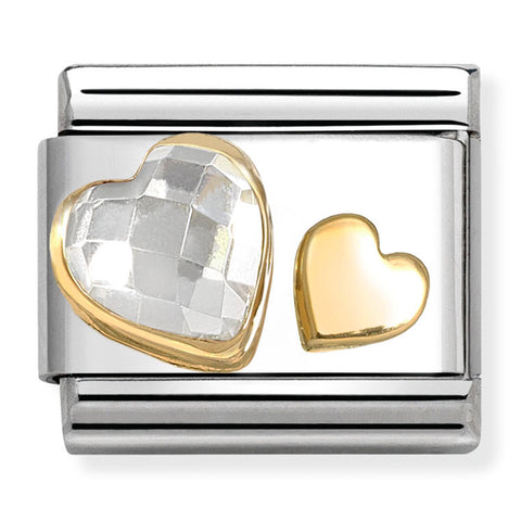 Nomination Composable Classic Link 030613/08 White CZ & Gold Hearts in Gold