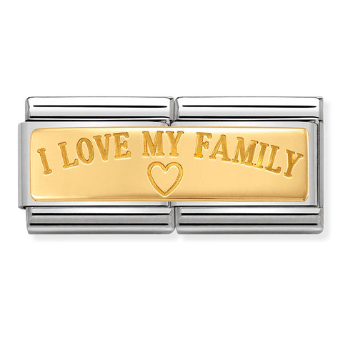 Nomination Composable Classic Double Link 030710/03 I Love Family in 18K Gold
