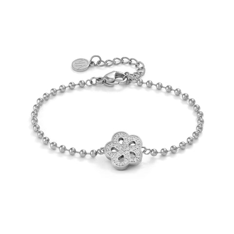 Soffio D'Amore CZ Flower Silver Steel Bracelet