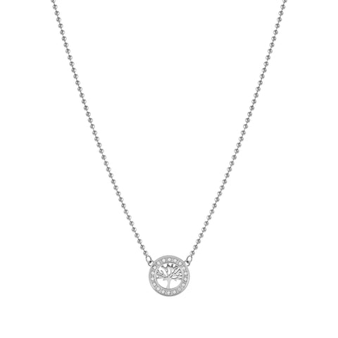 Soffio D'Amore CZ Tree of Life Silver Steel Necklace