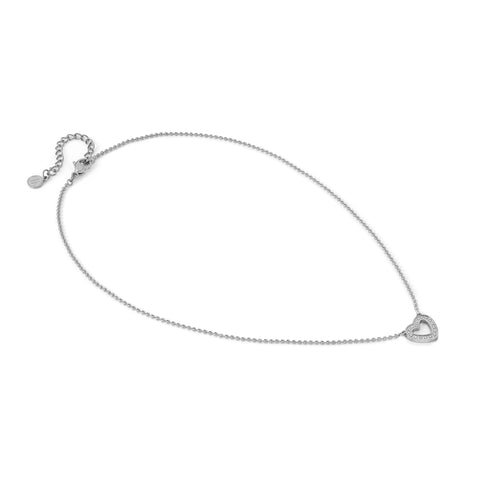 Soffio D'Amore CZ Heart Silver Steel Necklace