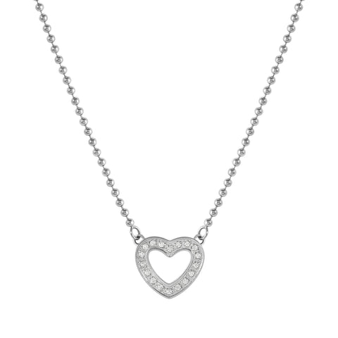 Soffio D'Amore CZ Heart Silver Steel Necklace