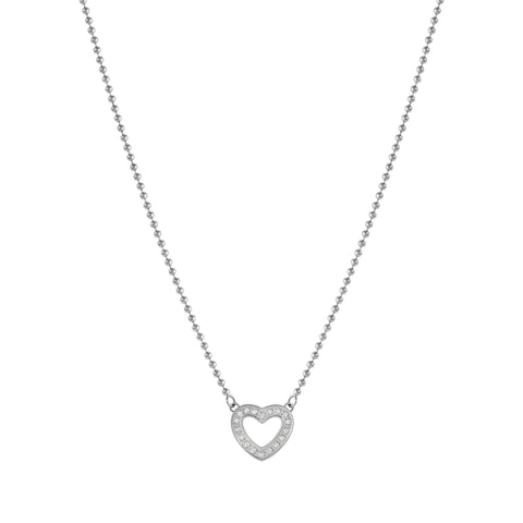 Soffio D'Amore CZ Heart Silver Steel Necklace