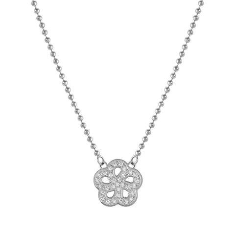 Soffio D'Amore CZ Flower Silver Steel Necklace