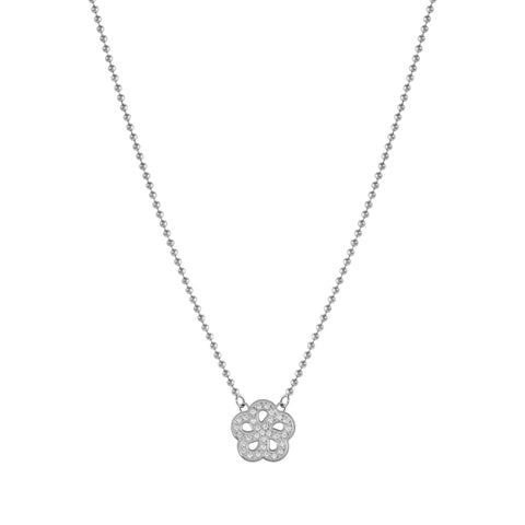 Soffio D'Amore CZ Flower Silver Steel Necklace