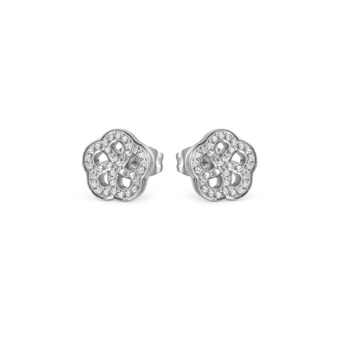 Soffio D'Amore CZ Flower Silver Steel Earrings