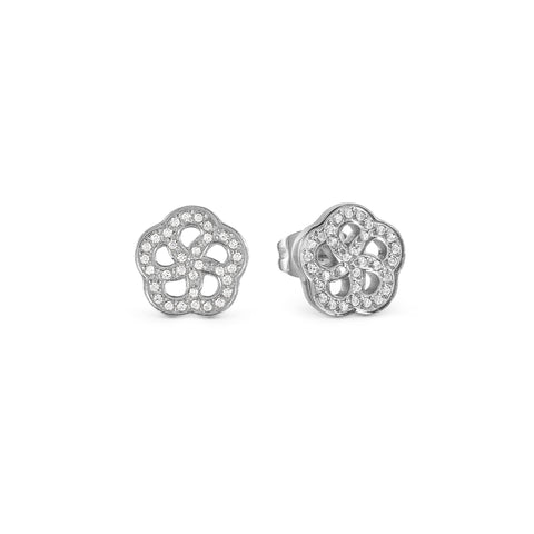 Soffio D'Amore CZ Flower Silver Steel Earrings