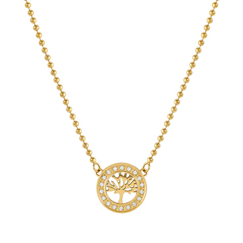 Soffio D'Amore CZ Tree of Life Gold Necklace
