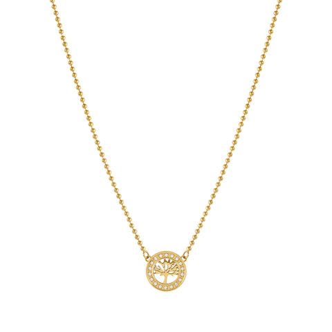 Soffio D'Amore CZ Tree of Life Gold Necklace