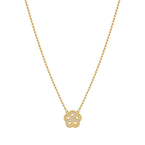 Soffio D'Amore CZ Flower Gold Necklace