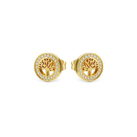 Soffio D'Amore CZ Tree of Life Gold Earrings