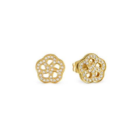 Soffio D'Amore CZ Flower Gold Earrings