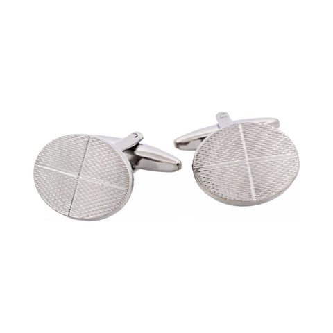 Cudworth Rhodium Patterned Plated Oval Cufflinks