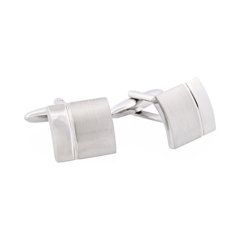 Cudworth Brushed Rhodium Plated Square Curved Cufflinks