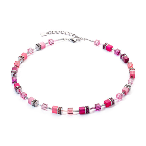 Coeur de Lion GeoCube Viva Magenta & Pink Necklace