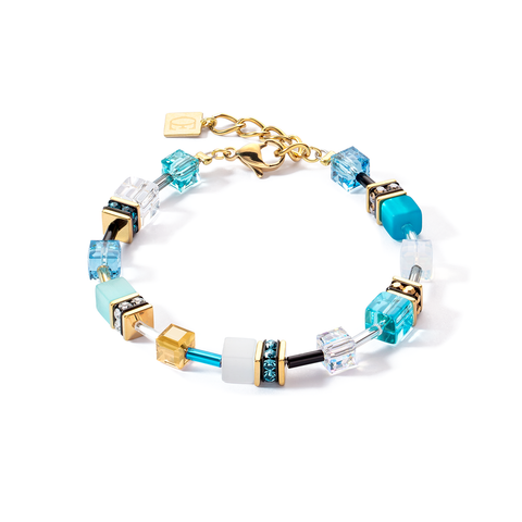 Coeur de Lion GeoCube Fresh Turquoise, White & Gold Bracelet
