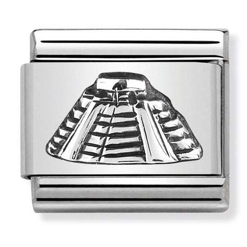 Nomination Composable Classic Link 330105/07 Mayan Pyramid Relief in 925 Silver