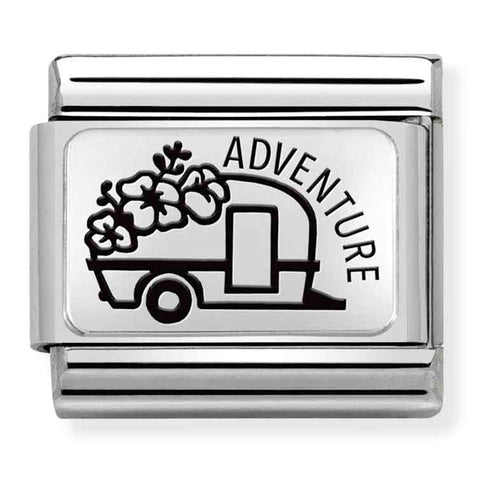 Nomination Composable Classic Link 330111/25 Caravan with Flowers in 925 Silver