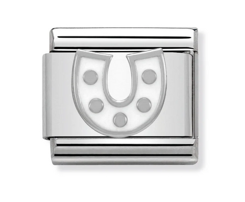 Nomination Composable Classic Link 330202/07 White Horseshoe in Enamel & 925 Silver
