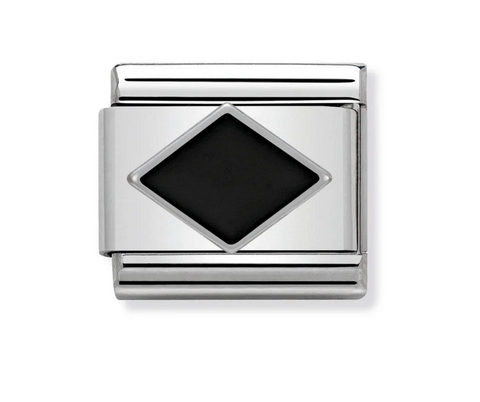 Nomination Composable Classic Link 330202/10 Black Rhombus in 925 Silver & Black Enamel