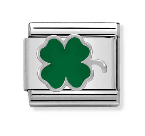 Nomination Composable Classic Link 330202/12 Green Clover in Enamel & 925 Silver