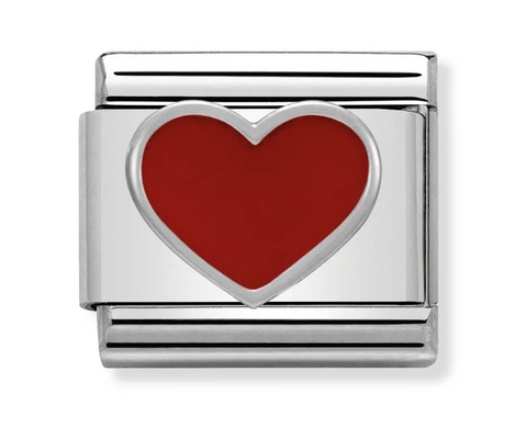 Nomination Composable Classic Link 330202/17 Red Heart in Enamel & 925 Silver