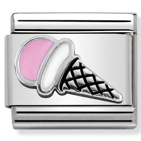 Nomination Composable Classic Link 330202/44 Pink Ice Cream in Enamel & 925 Silver