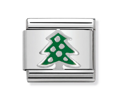 Nomination Composable Classic Link 330204/08 Christmas Tree in Enamel & 925 Silver