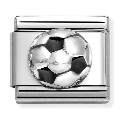 Nomination Composable Classic Link 330204/27 Soccer Ball in 925 Silver & Black Enamel
