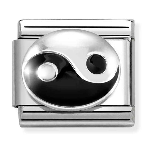 Nomination Composable Classic Link 330204/28 Tao (Yin Yang) in 925 Silver & Black Enamel