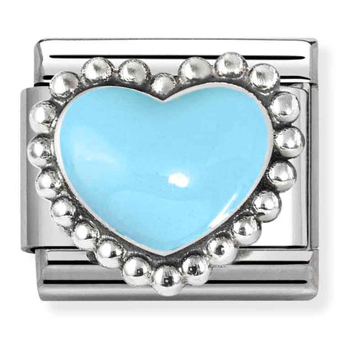 Nomination Composable Classic Link 330204/34 Pastel Blue Heart in 925 Silver & Enamel