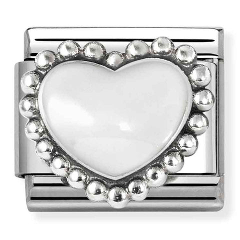 Nomination Composable Classic Link 330204/36 White Heart in 925 Silver & Enamel