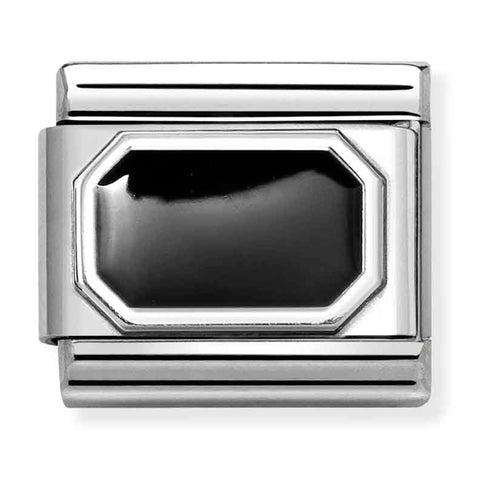Nomination Composable Classic Link 330206/34 Rectangle in 925 Silver & Black Enamel