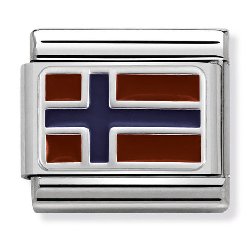 Nomination Composable Classic Link 330207/09 Norway Flag in Enamel & 925 Silver