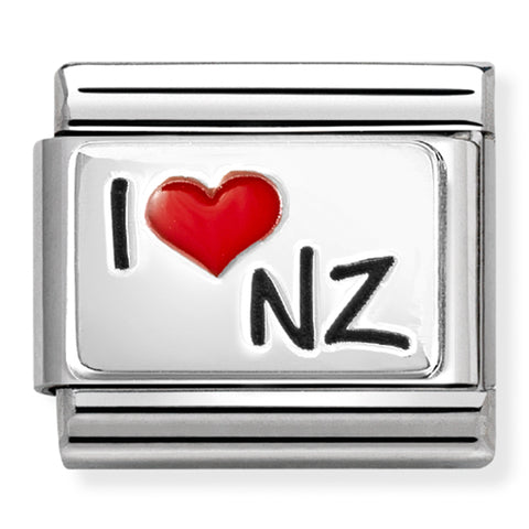 Nomination Composable Classic Link 330209/74 I Love NZ Heart in 925 Silver & Enamel