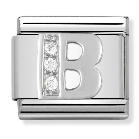 Nomination Composable Classic Link 330301/02 Letter B with CZ in 925 Silver
