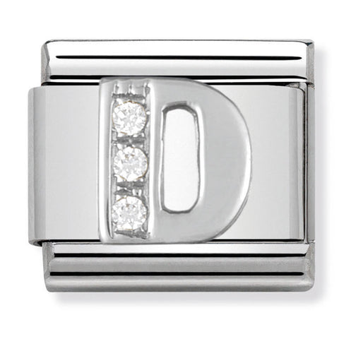 Nomination Composable Classic Link 330301/04 Letter D with CZ in 925 Silver