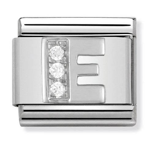 Nomination Composable Classic Link 330301/05 Letter E with CZ in 925 Silver